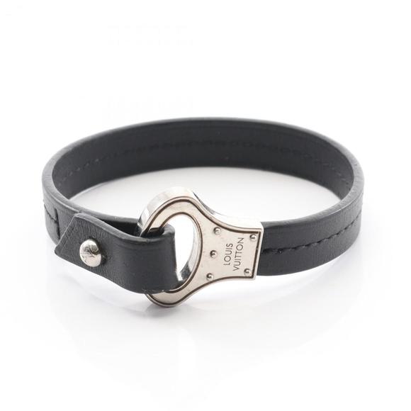 Louis Vuitton Archive Bracelet Leather and Stainless Steel Men's Black Sil...